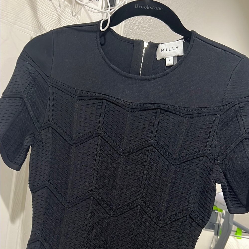 Milly Chevron Pattern Black Dress